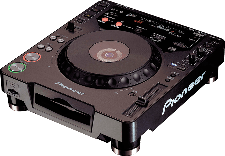Original Pioneer CDJ-1000 CD deck, photographed from above at an angle