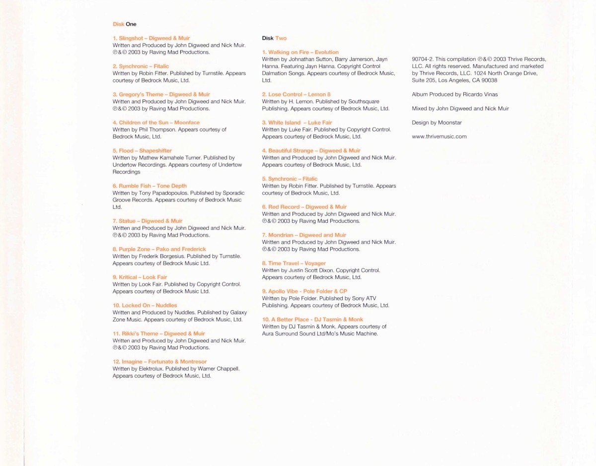 Stark Raving Mad soundtrack printed credits