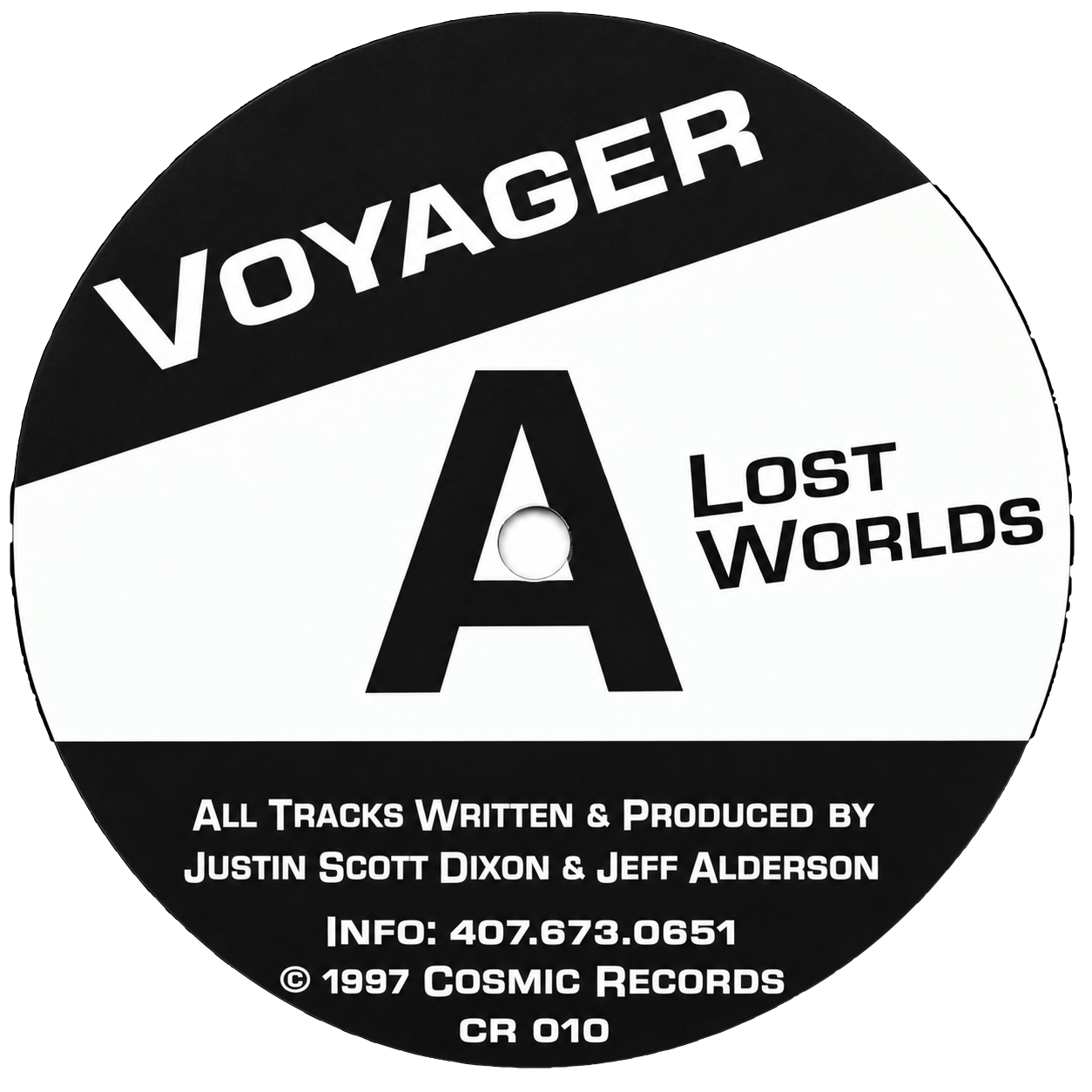 Voyager — Lost Worlds / Ultra Intense: complete Cosmic 010 information label.