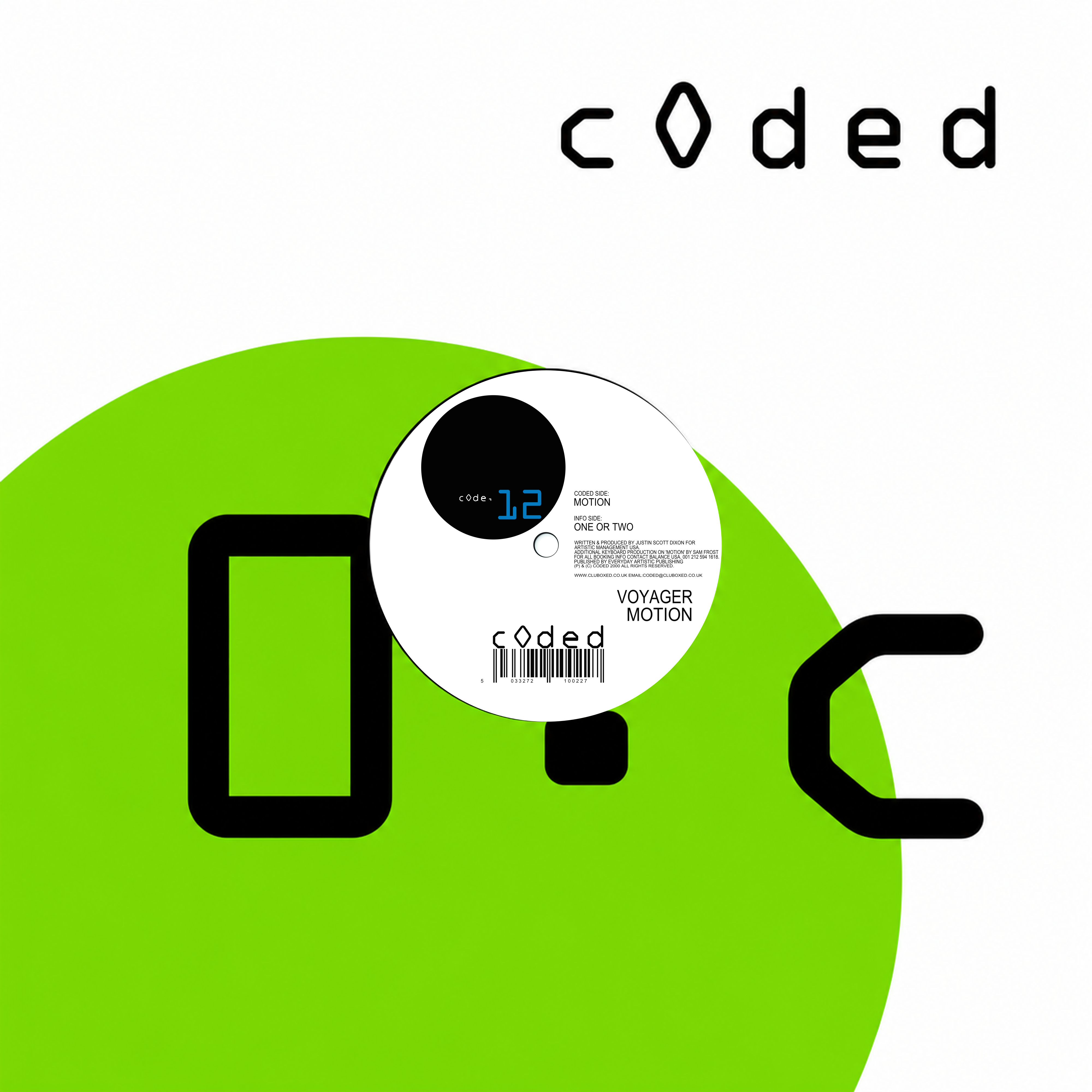 Restored white Coded sleeve with green circular design and complete Motion / One or Two label.