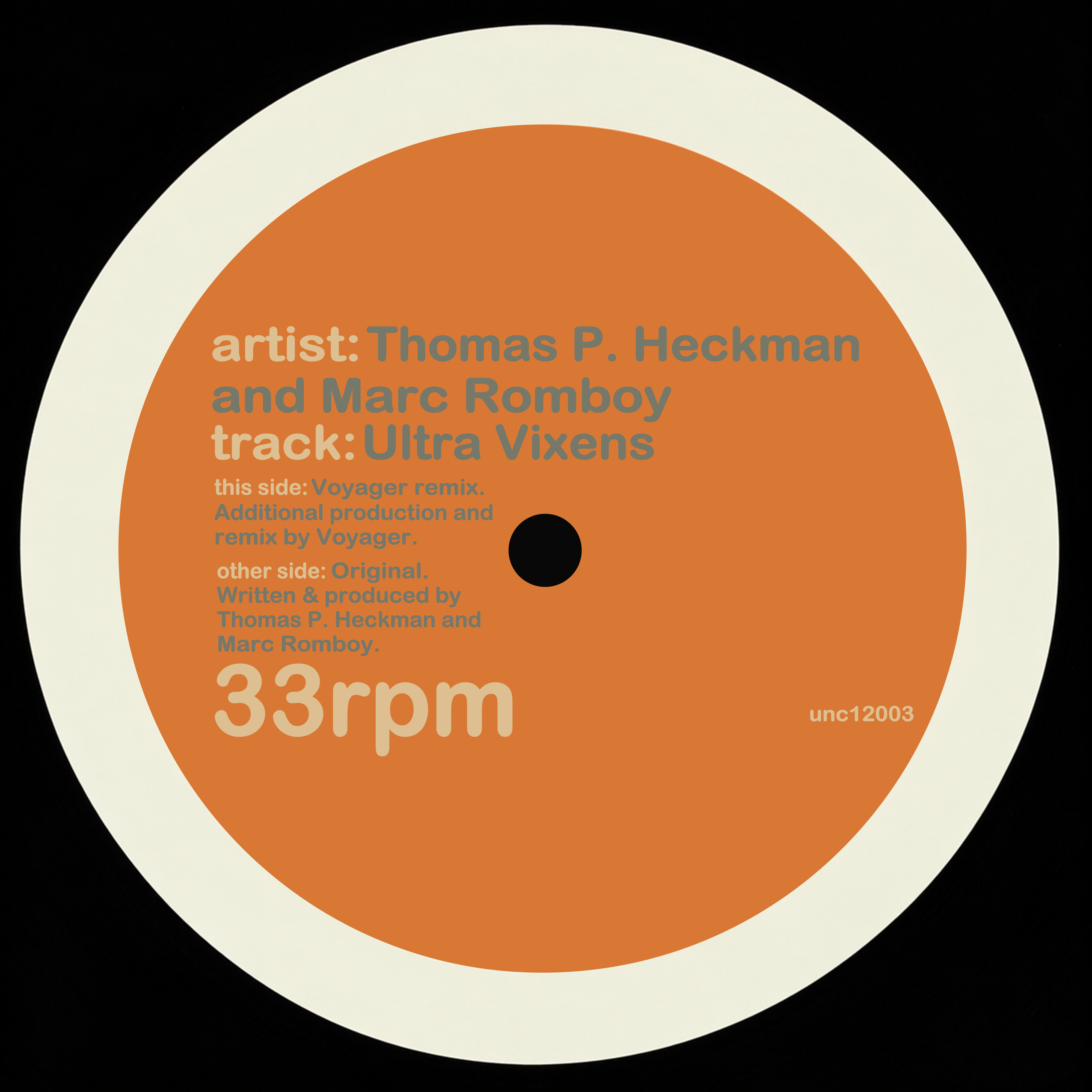 Thomas P. Heckmann & Marc Romboy — Ultra Vixens, restored information label